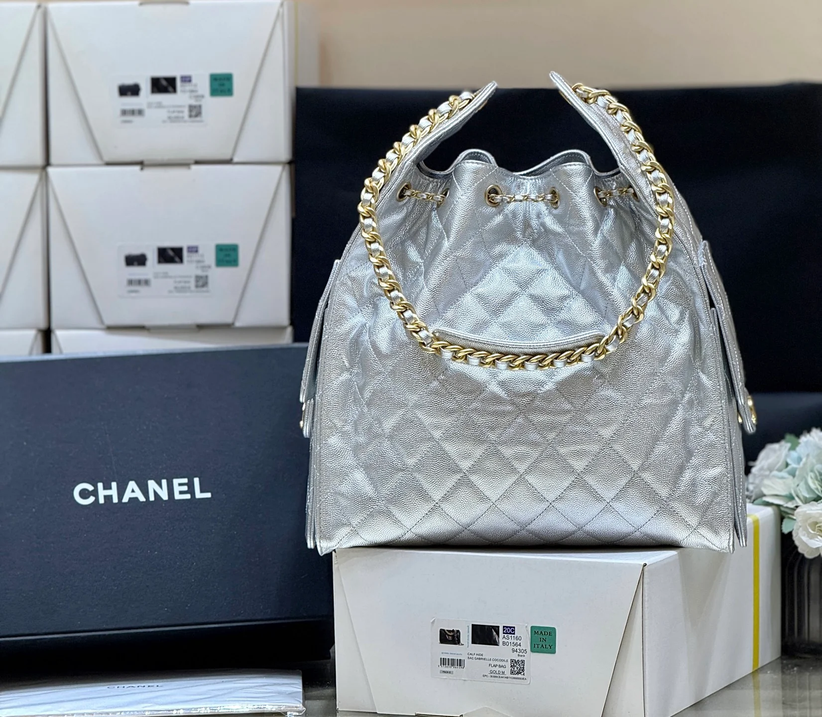 Сумка Chanel 25s 25bag Large - серебристая