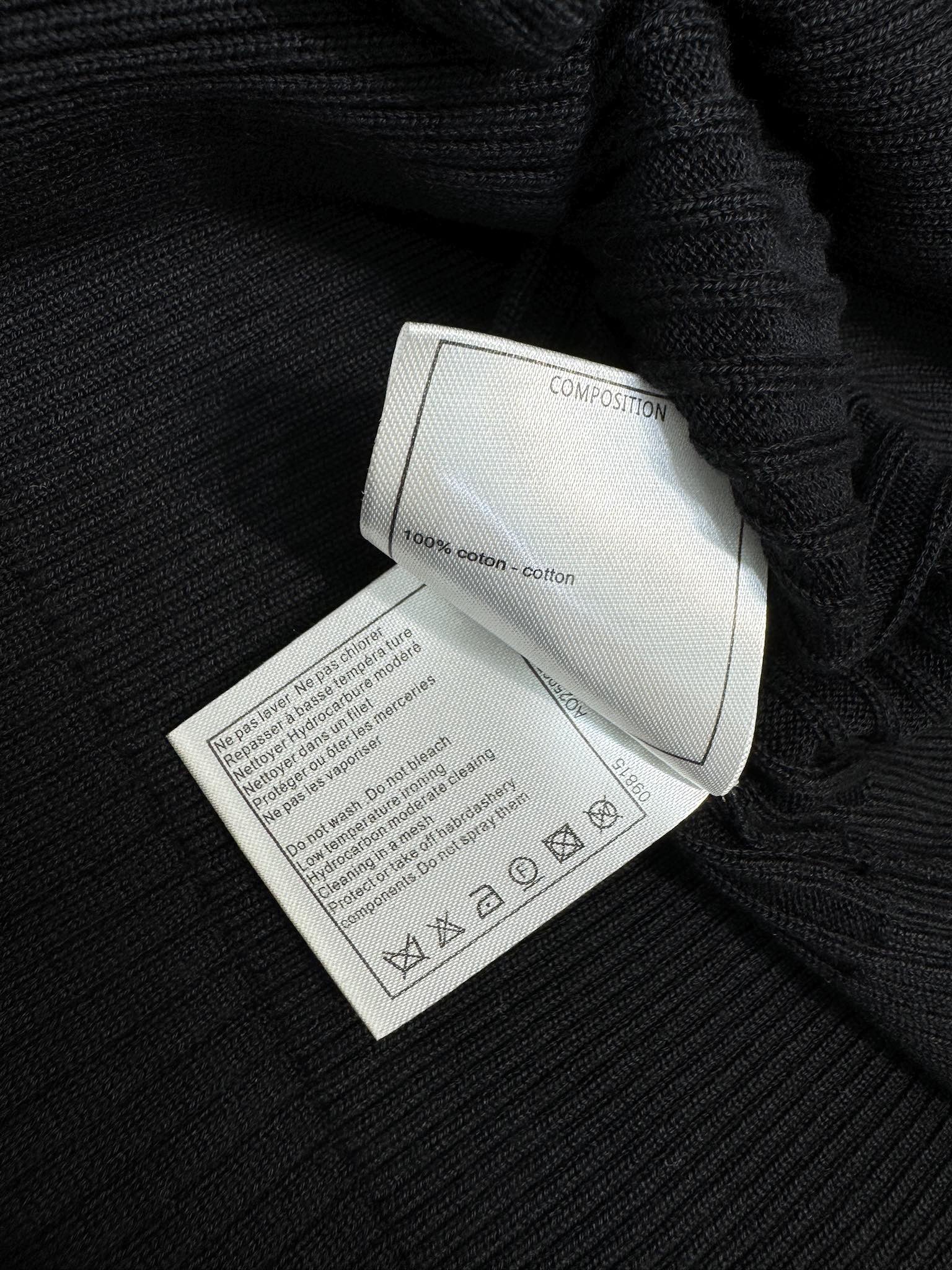 Chanel 2404 Четырехлистный клевер с камелией, вязаный, с коротким рукавом - черный