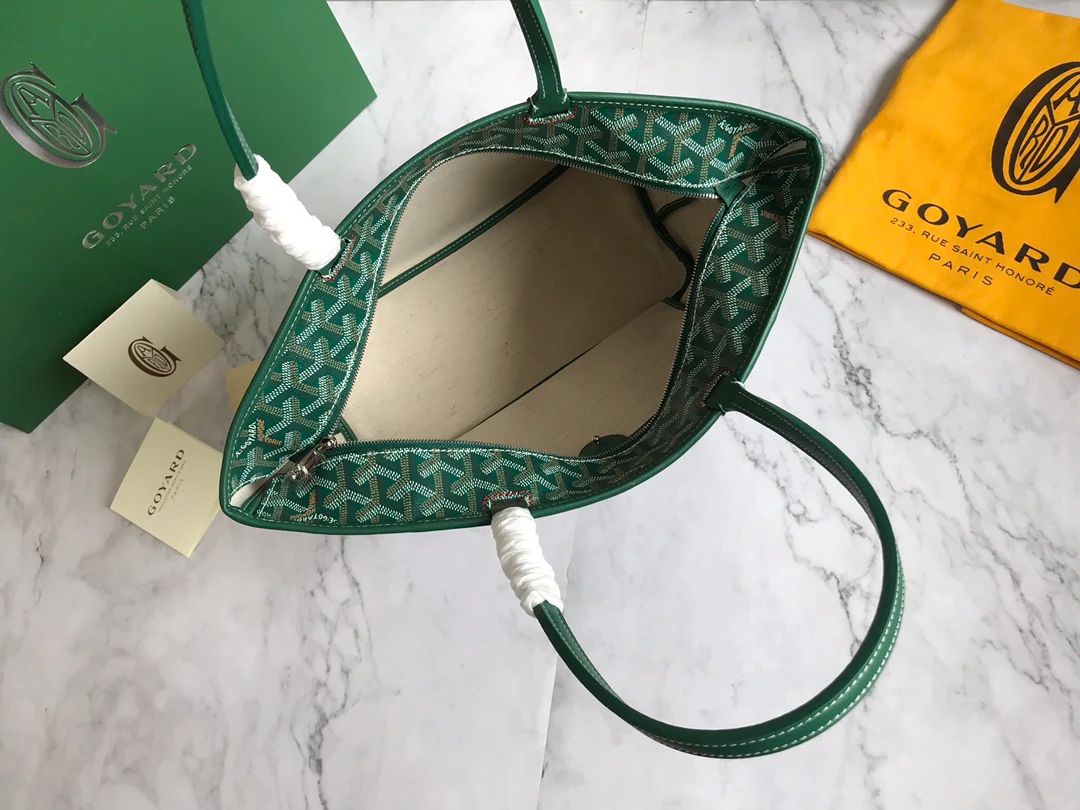 Маленькая сумка-тоут Goyard на молнии - зеленая