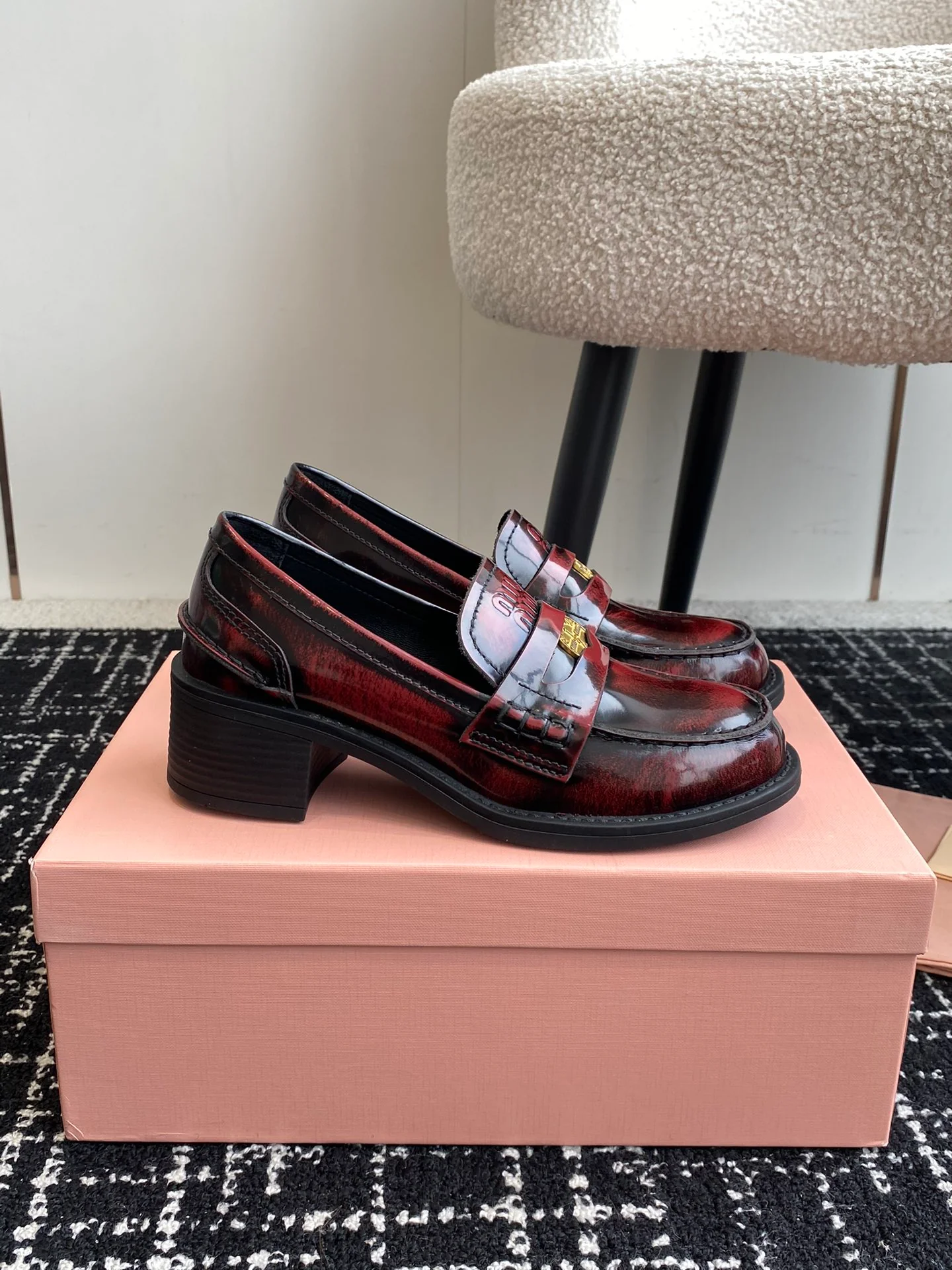 Лоферы Miu Miu 2024 - бордовые - 1