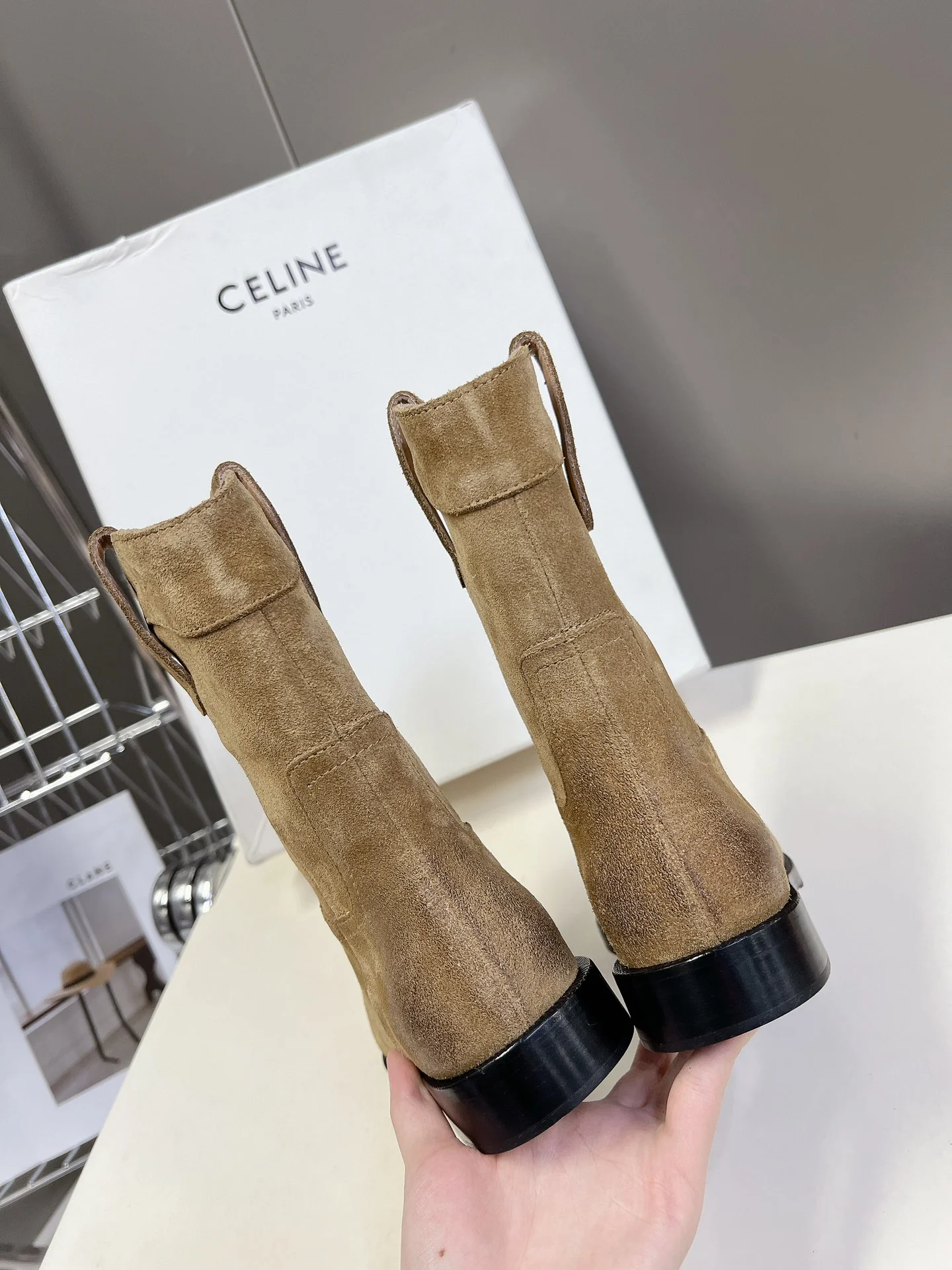 Ботильоны Celine 2024 из денима - коричневые