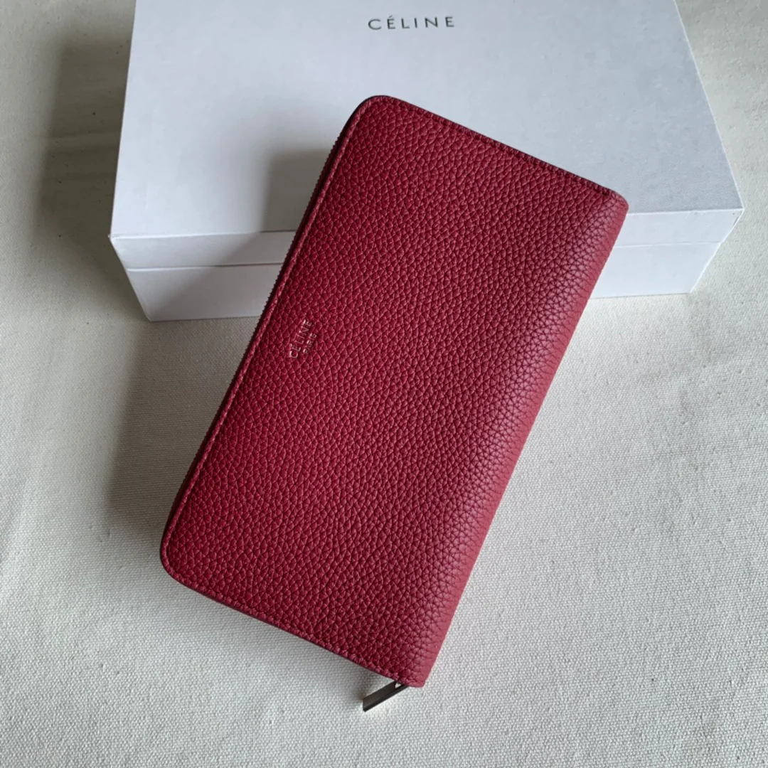 Кошелек Celine с длинной молнией - цвет кожуры личи - фиолетово-красный