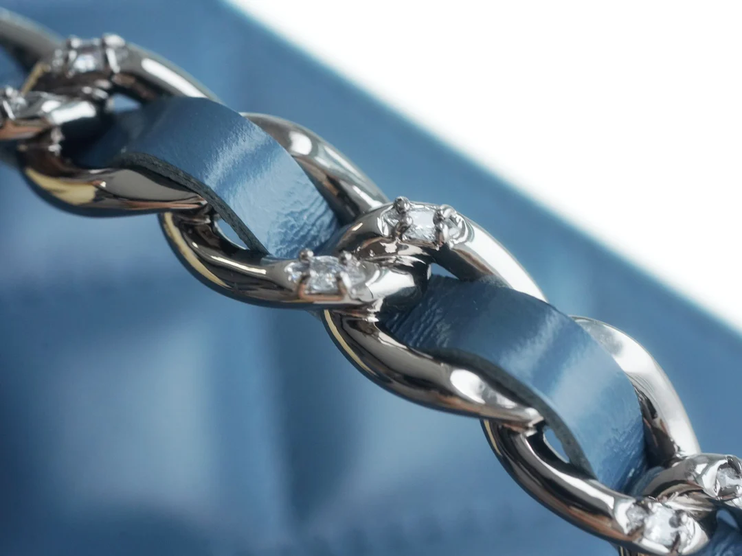 Chanel - Маленькая сумка Double C - Длинная сумка-коробочка с ручками - Пыльно-голубой