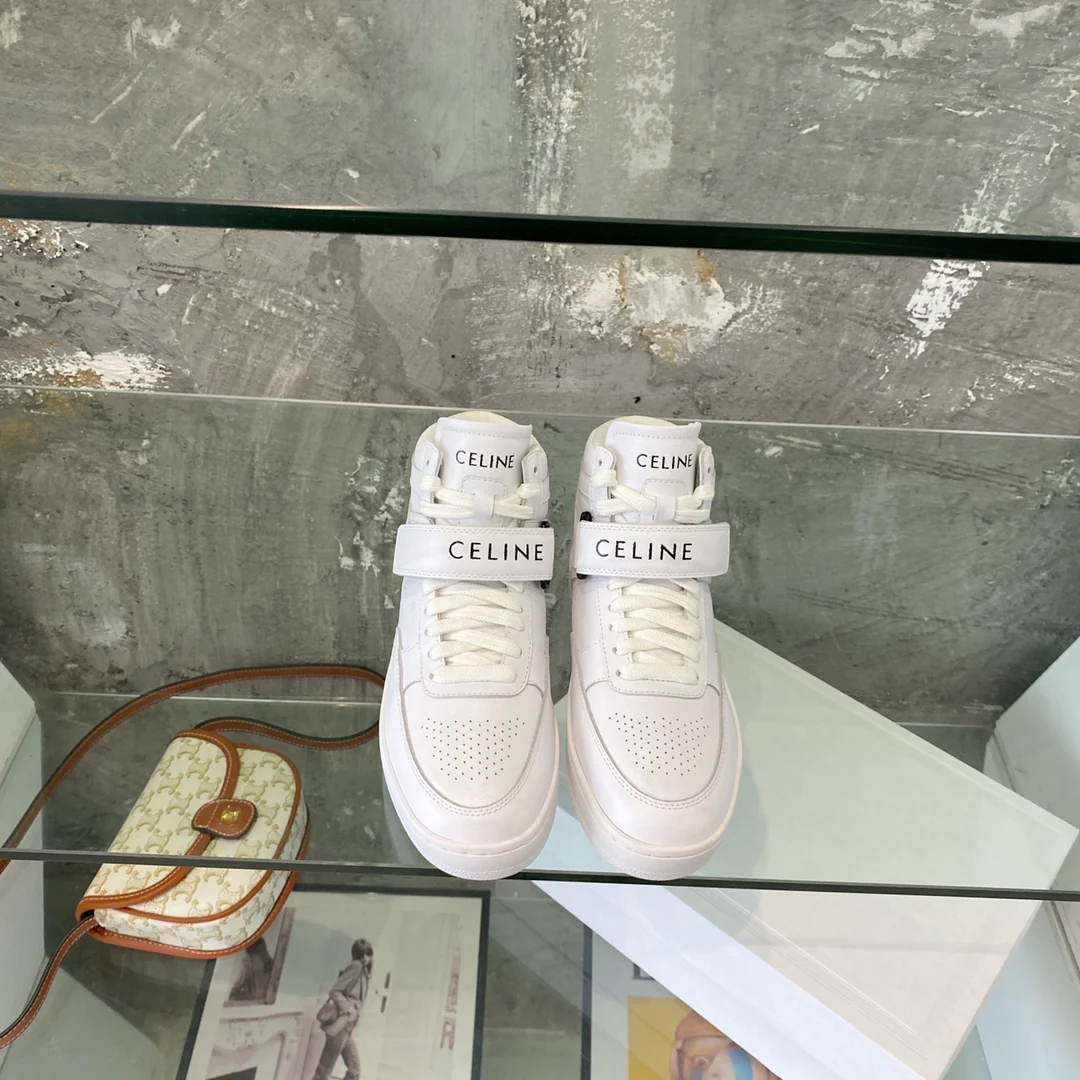 Спортивные повседневные высокие кроссовки Celine - белые