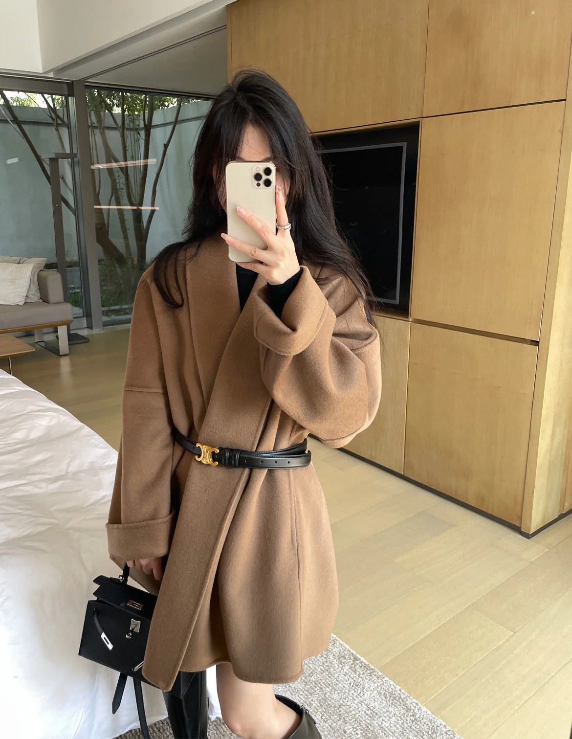 Повседневный кашемировый халат Celine 2403 - коричневый