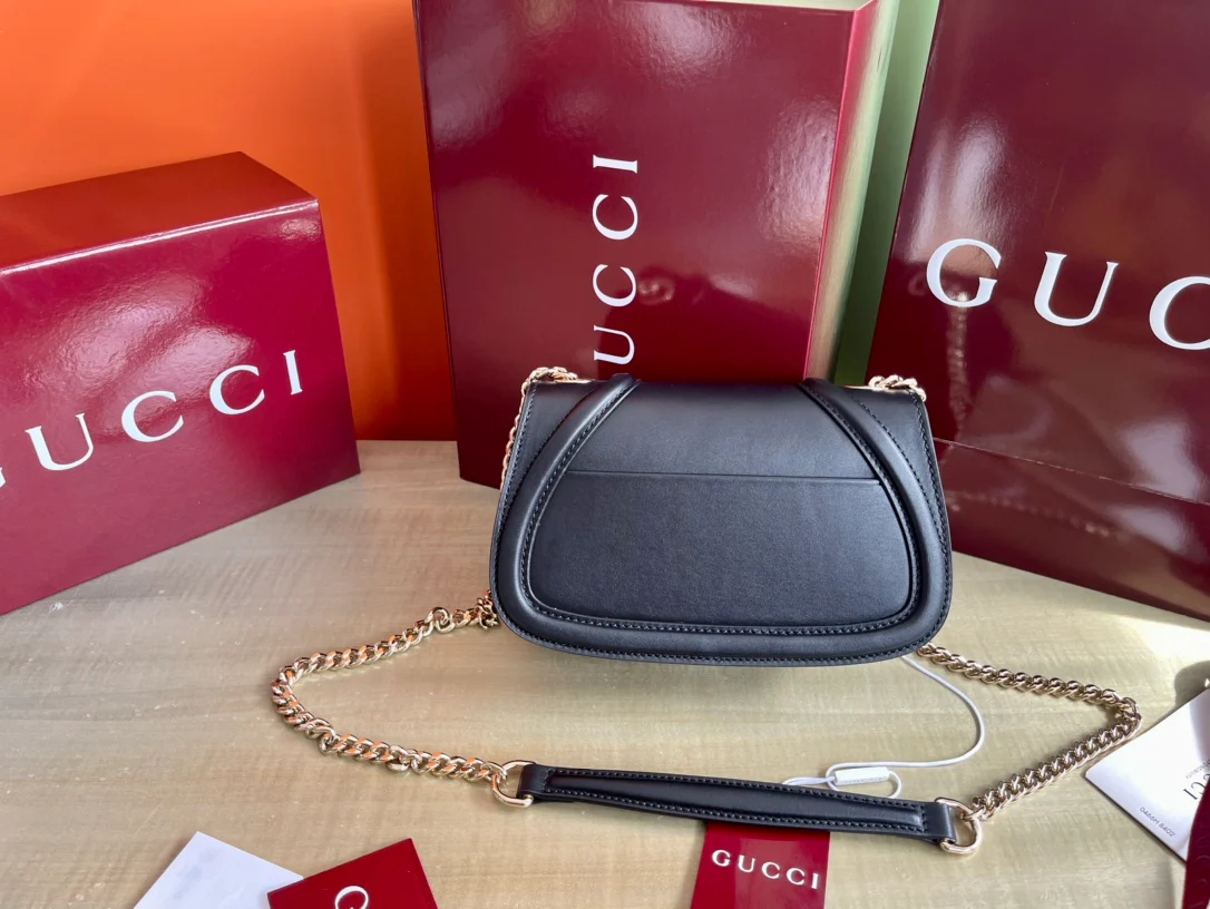 Ремешок на плечо Gucci 2025 из кожи с золотой цепочкой - синий