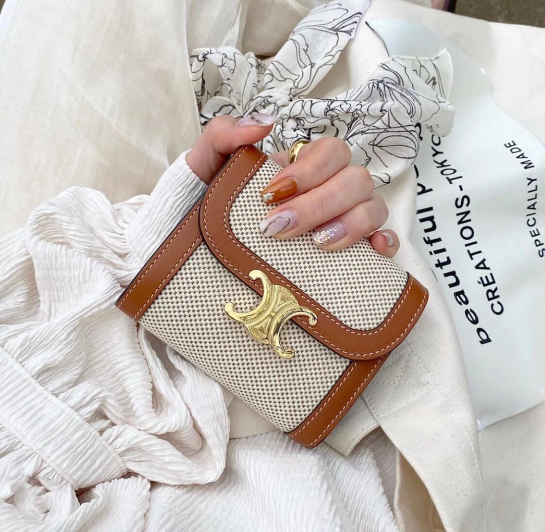 Кошелек Celine Small Flap Wallet - ткань и коровья кожа