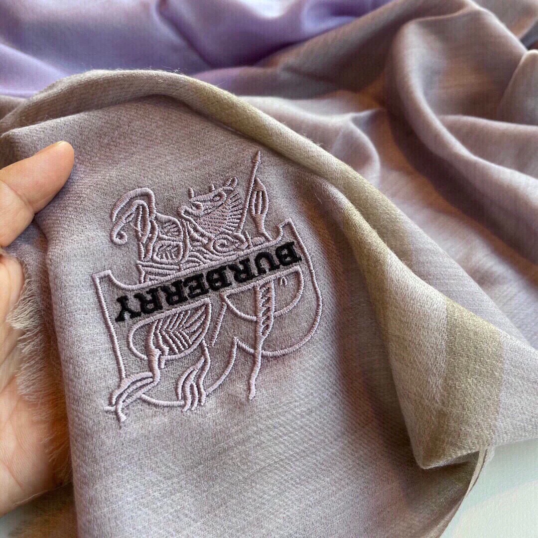 Классический клетчатый шарф Burberry - 100 см - 200 см - 100 см - Кашемир - Фиолетовый