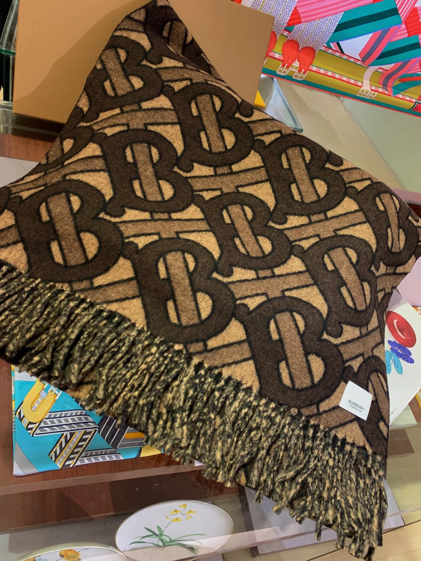 Классический шарф/шаль Burberry с логотипом TB - 50 см - 200 см - 100 см - кашемир - 1 шт.