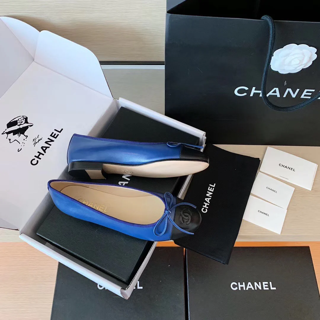 Классические балетки Chanel - темно-синие