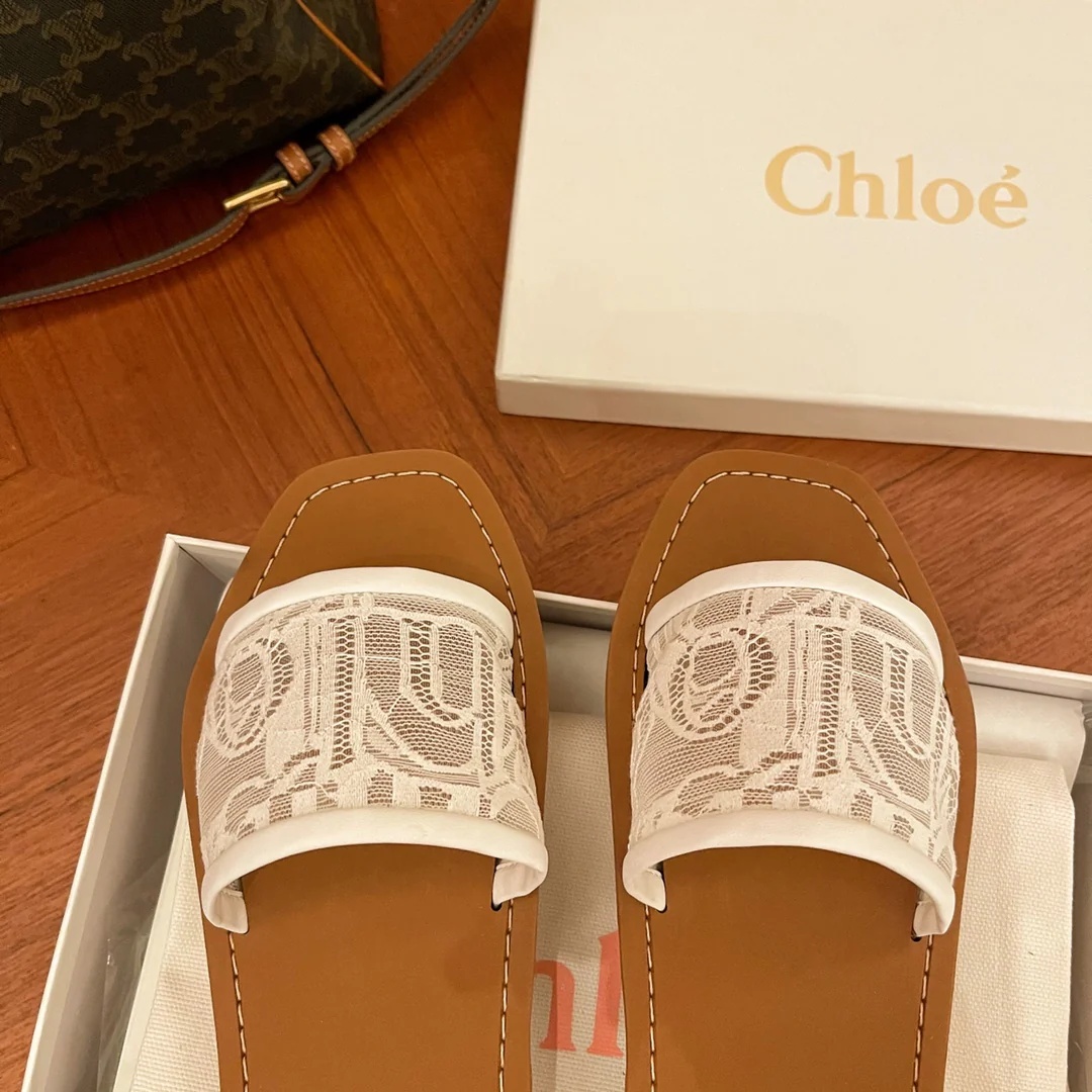 Туфли Chloe - Chloe - вышитые - тапочки - белые