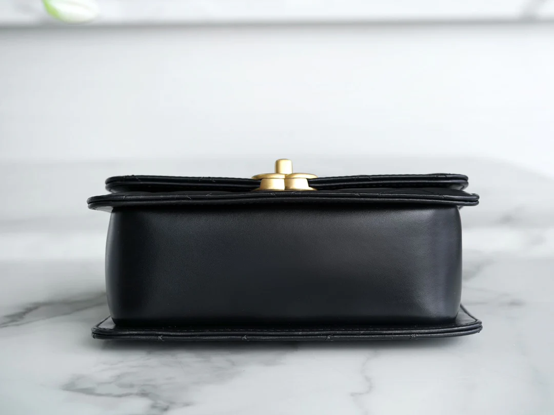 Chanel 24c Double Gold Ball CF Mini 19 Black