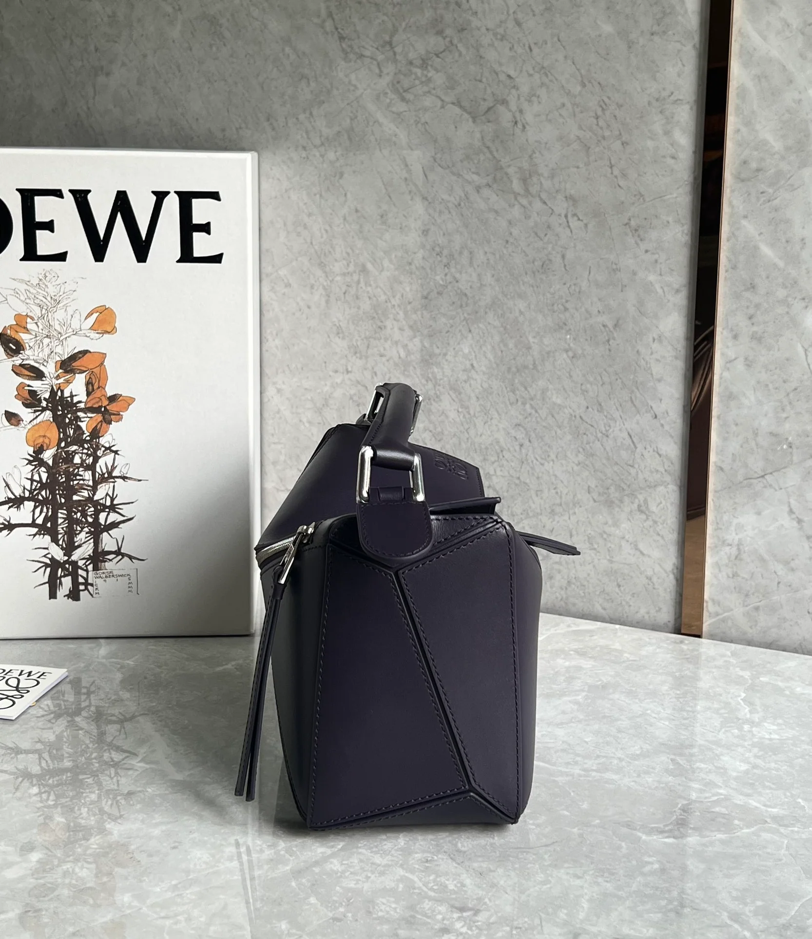 Loewe Puzzle Leather Satin Leather Dark Purple Small
