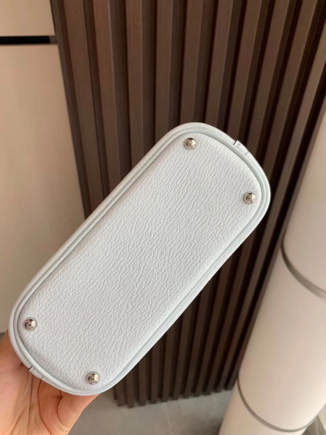 Hermes Bolide Mini T0 Fog Blue Silver Button