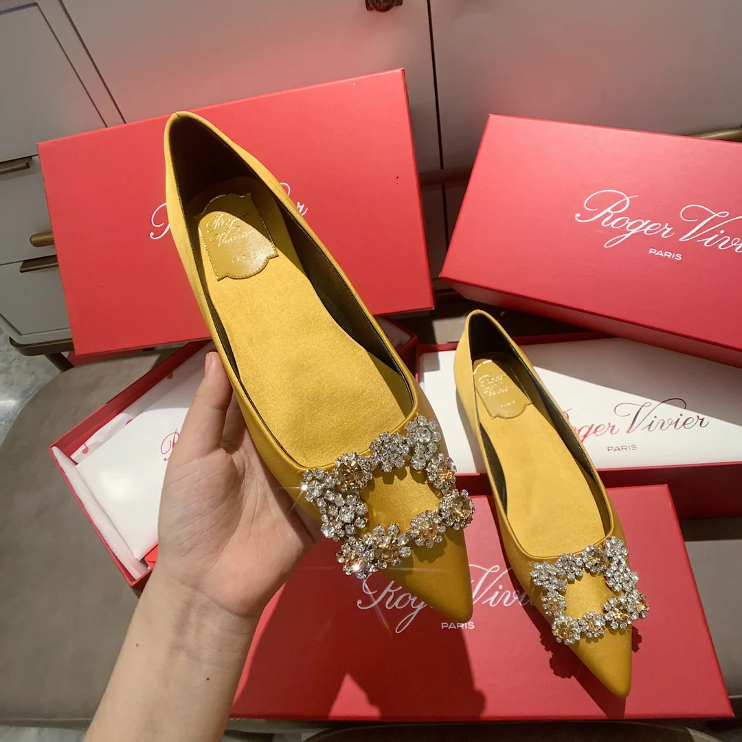 RV - Плоское дно - Шелк с застежками из страз - Желтый