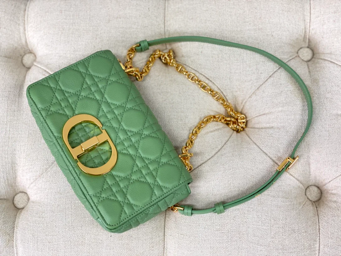 Dior Caro Small 20cm, мятно-зеленая телячья кожа