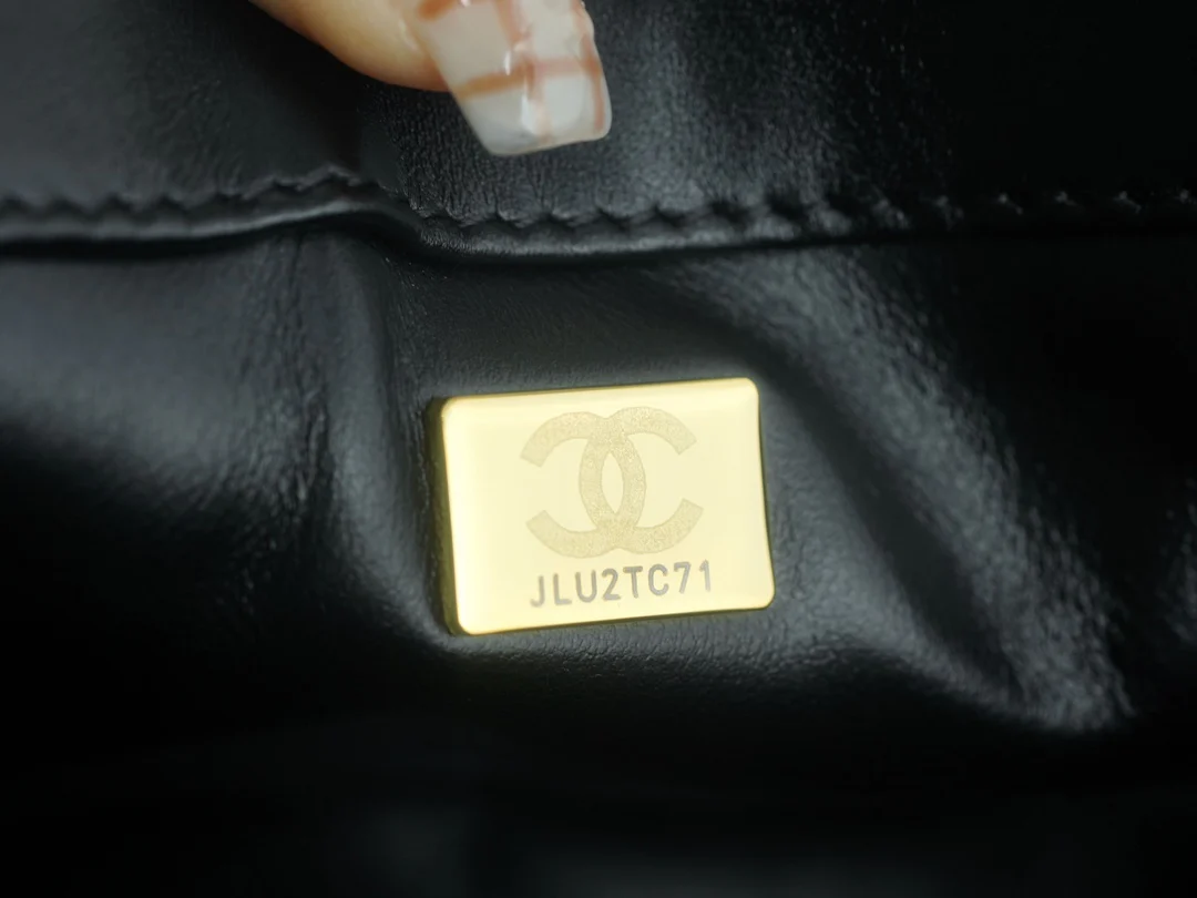 Chanel 24c Double Gold Ball CF Mini 19 Black