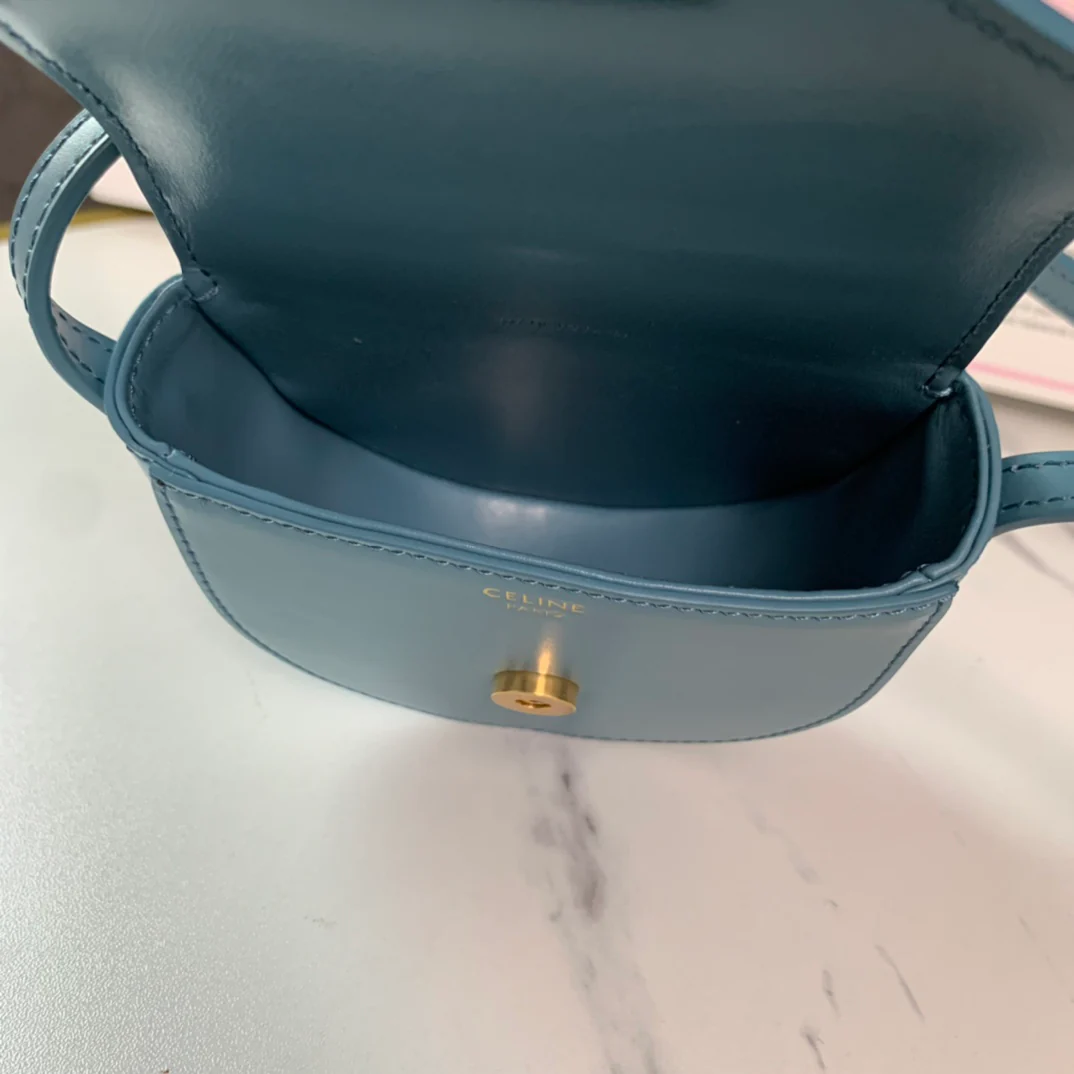 Седельная сумка Celine Cuir Besace - мини - синяя