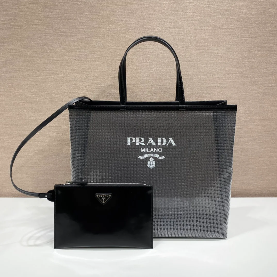 Сумка-тоут Prada с пайетками, большой размер