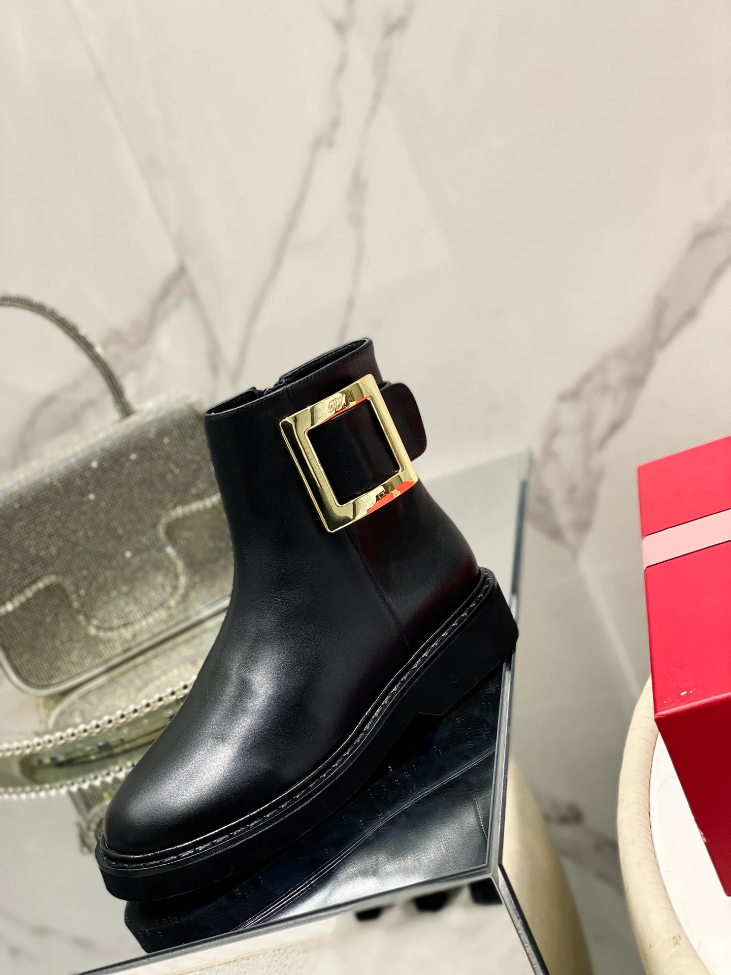 Ботинки RV Shoes - кожаные ботильоны 2024 года - черные