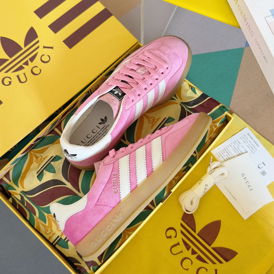 Скейтбордистские кроссовки Gucci 2024 - розовые