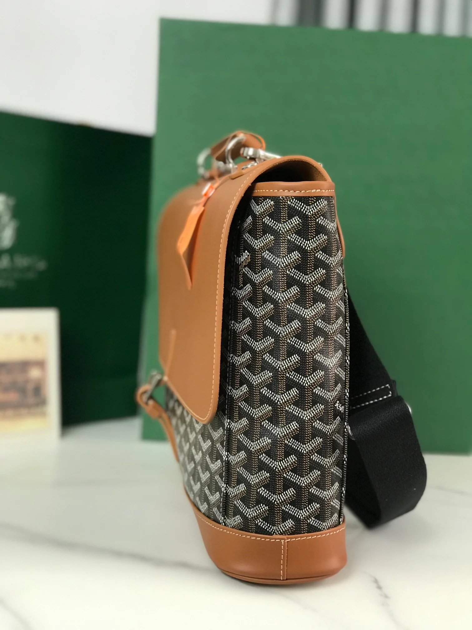 Сумка-мессенджер Goyard из льняного холста - коричневая
