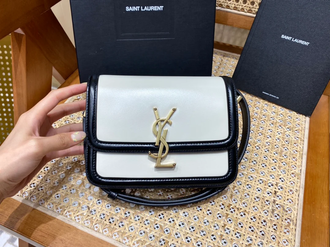 Сумка-мешок YSL Solferino Tofu Bag - бело-черная - 18 см