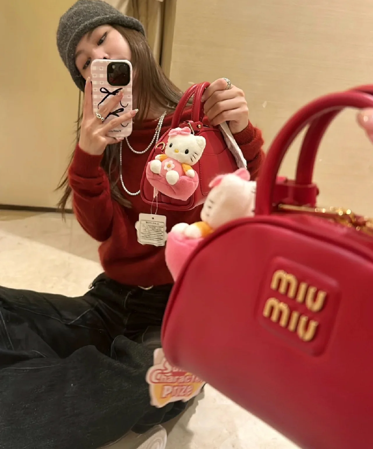 Сумка для боулинга Miu Miu - красная