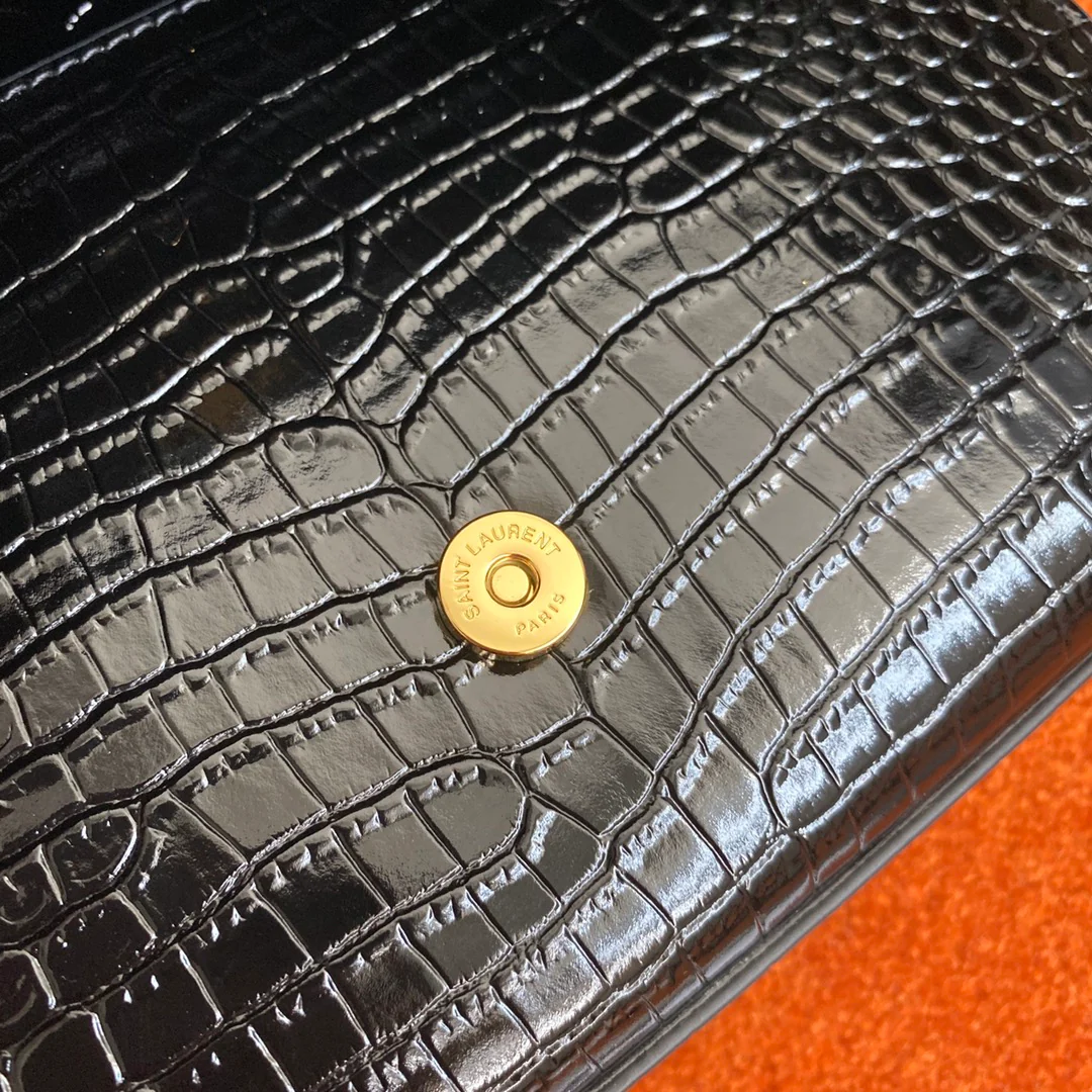 Сумка YSL Kate с цепочкой и крокодиловым принтом - маленькая