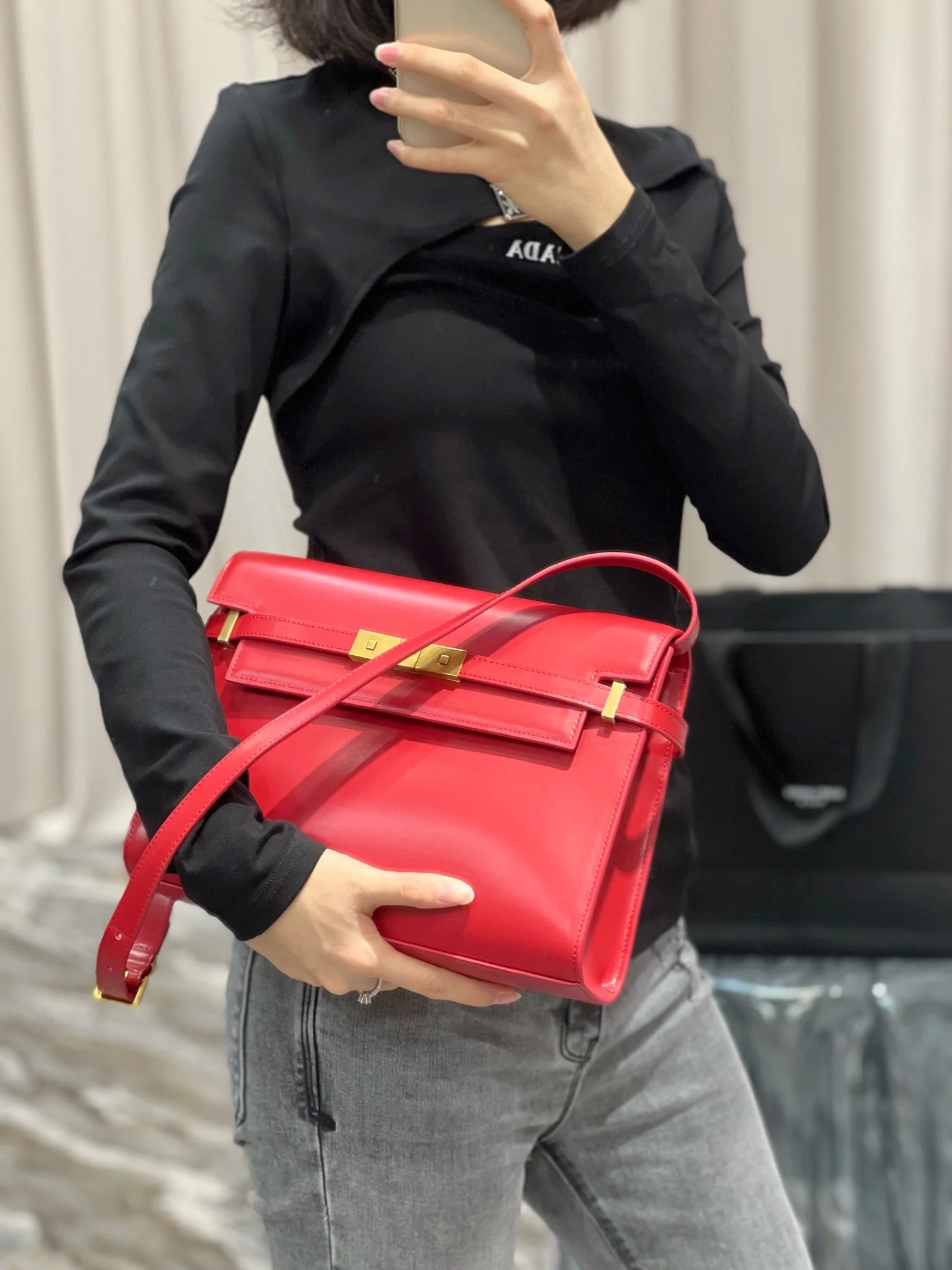 Сумка YSL Manhattan через плечо/кроссбоди - красная