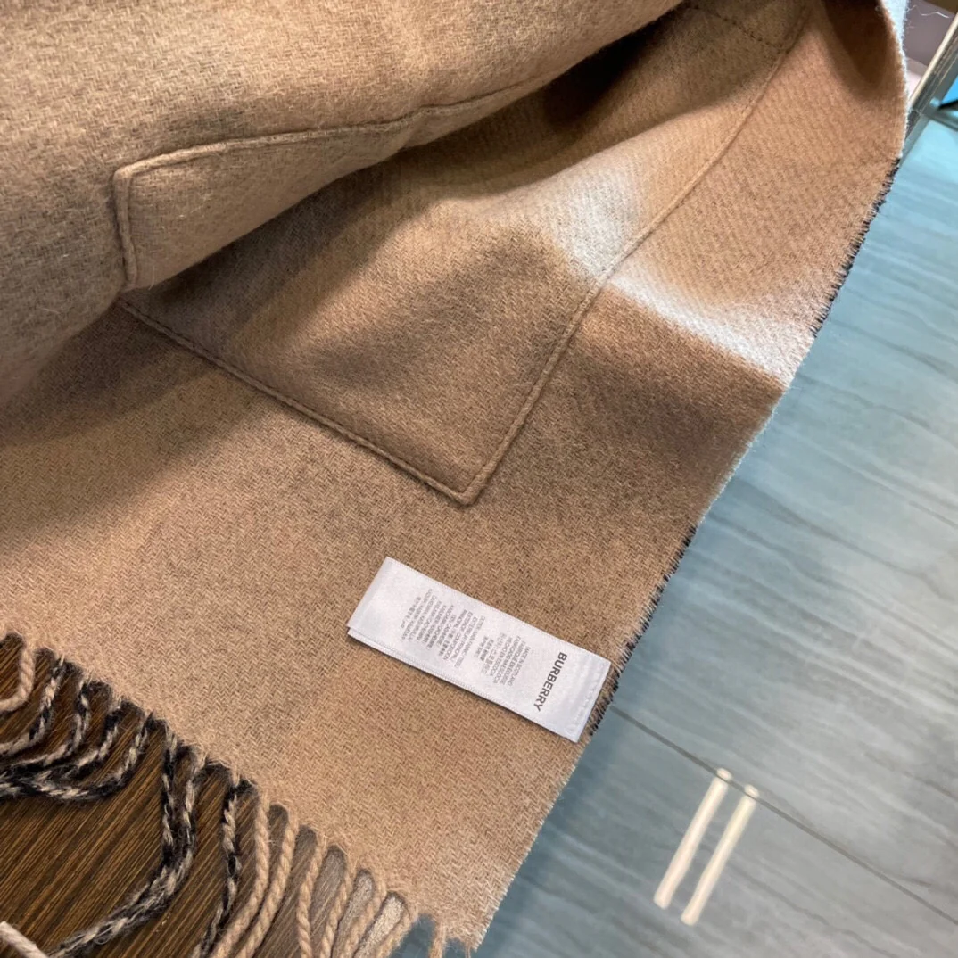 Шарф/шаль Burberry с карманом - 40 см - 200 см - 100% кашемир - коричневый