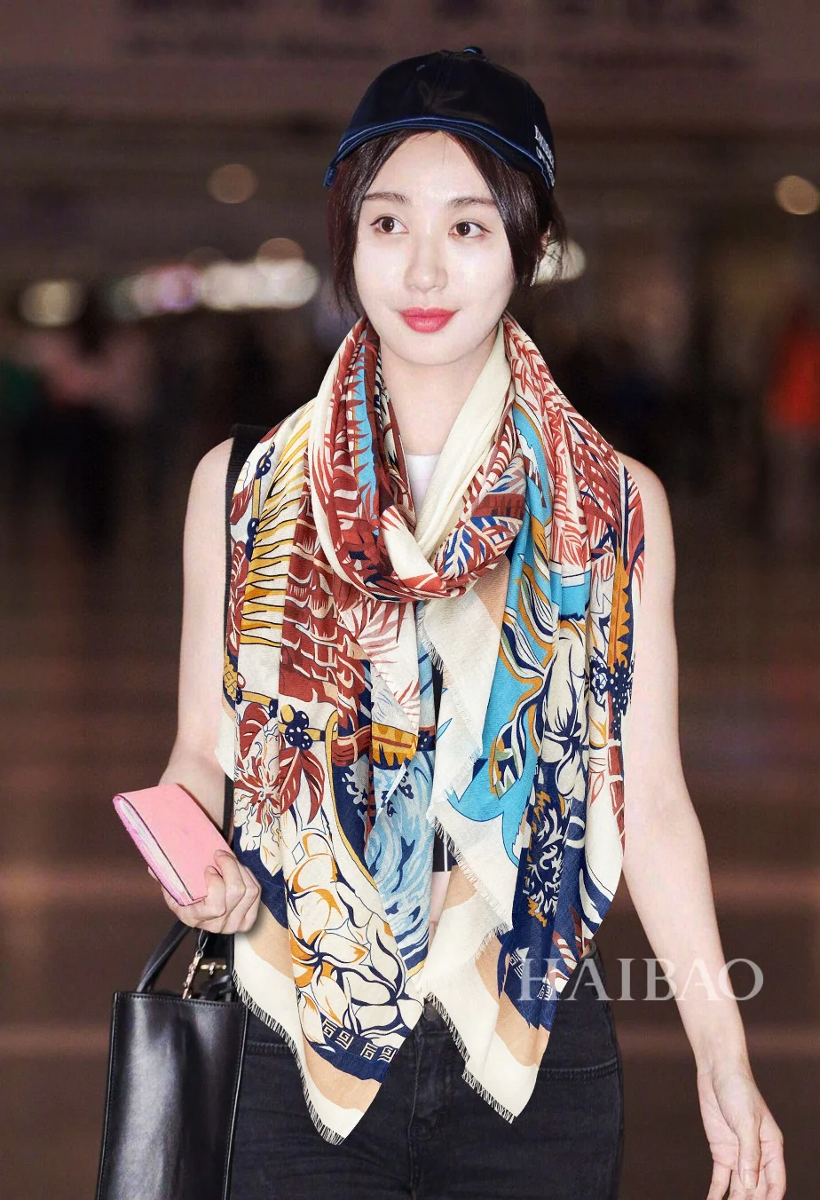 Длинный шарф Hermes в стиле ?Кокосовая пальма? — 110 см x 200 см — 100% высококачественный кашемир — белый.