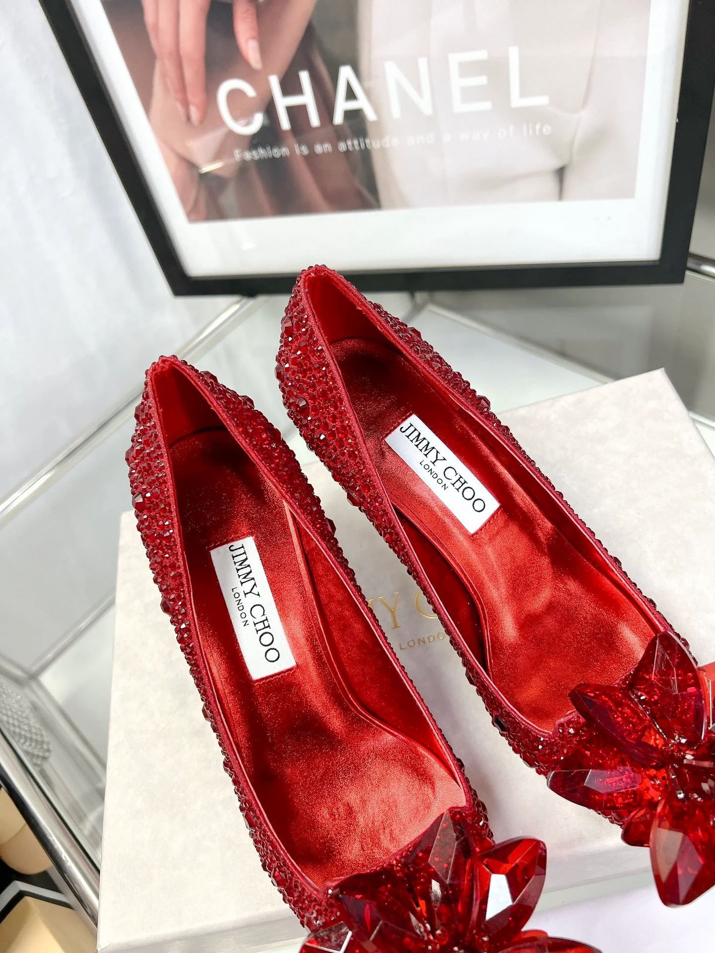 Свадебные туфли Jimmy Crystal - на высоком каблуке - красные
