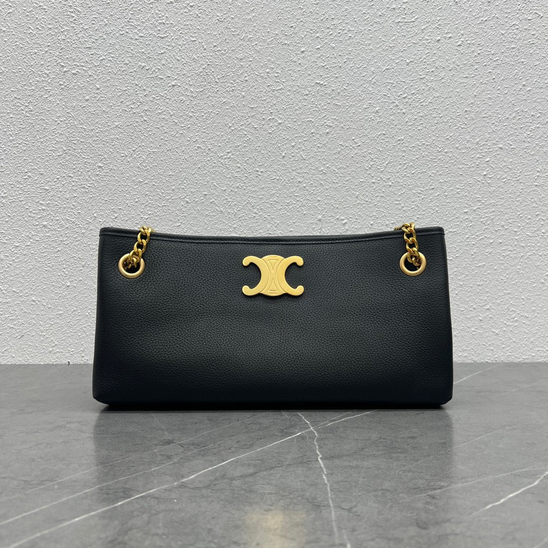 Сумка Celine New Newspaper Chain Bag - сумка через плечо с двойной цепочкой - черная