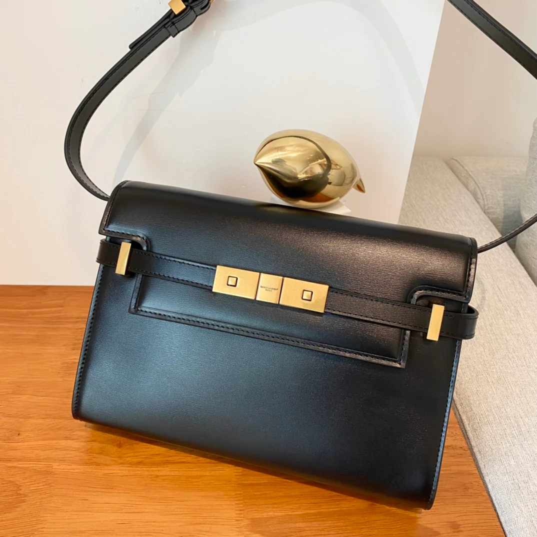 YSL Manhattan Small Black with Gold Pull