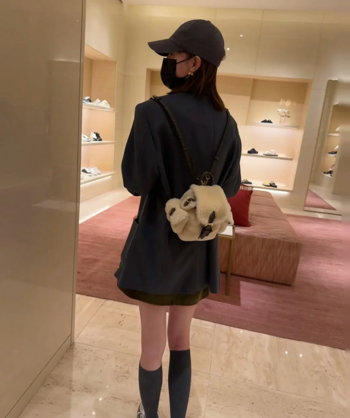 Рюкзак LV-m11919-nano-teddy из овечьей шерсти - белый