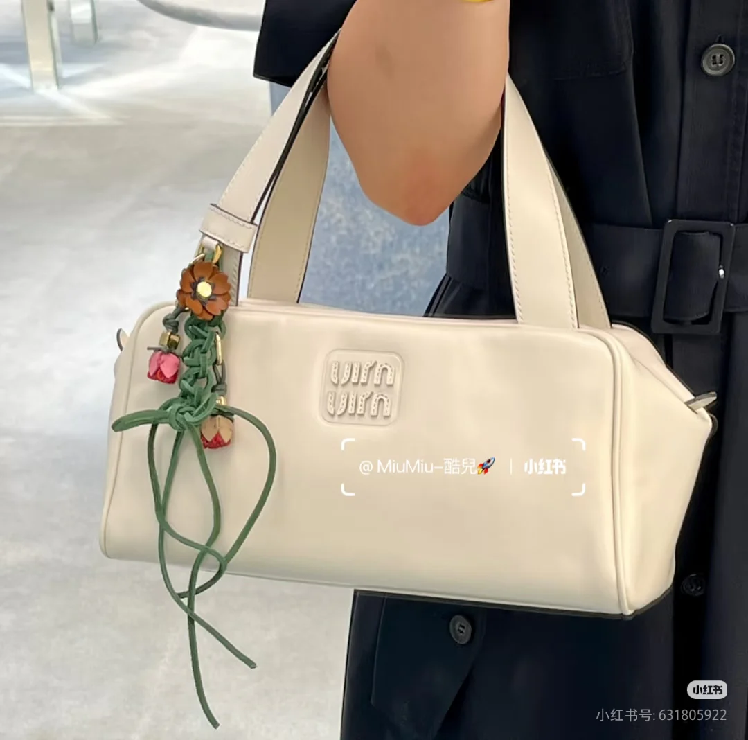 Miu Miu-5bb182 - Сумка для боулинга под мышкой - Белая