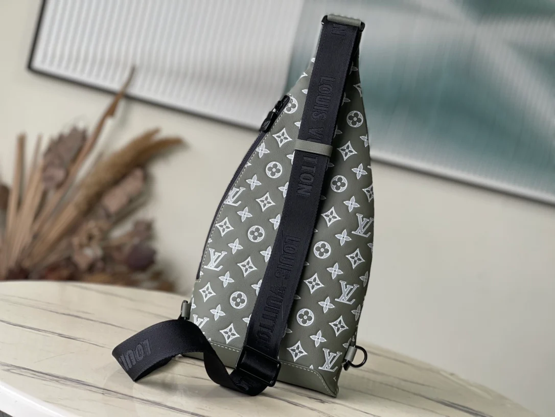 Сумка LV Duo с тиснением через плечо - зеленая