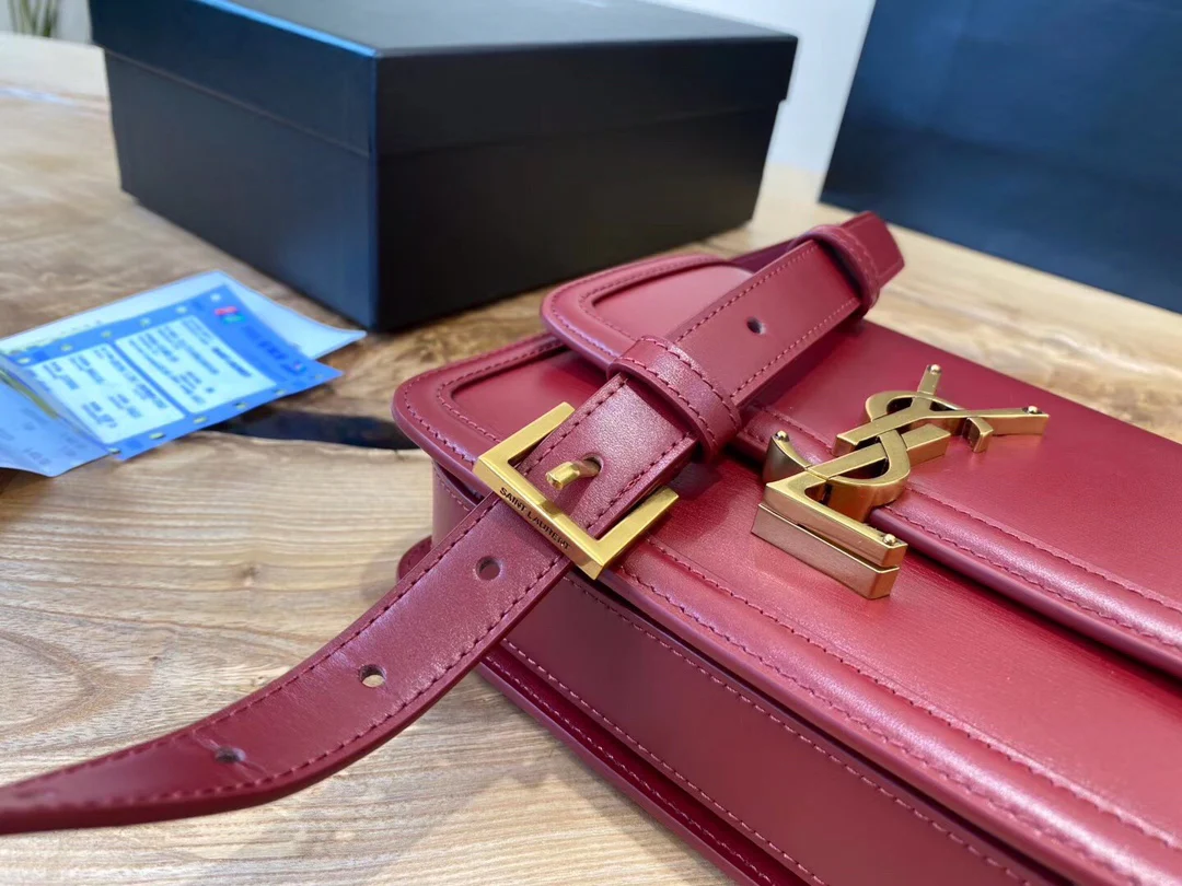 Сумка YSL Solferino Tofu - бордовый - 18см