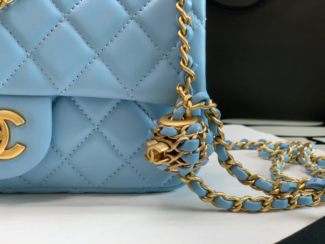 Chanel 2022 Walnut Gold Ball Square Fat Bread