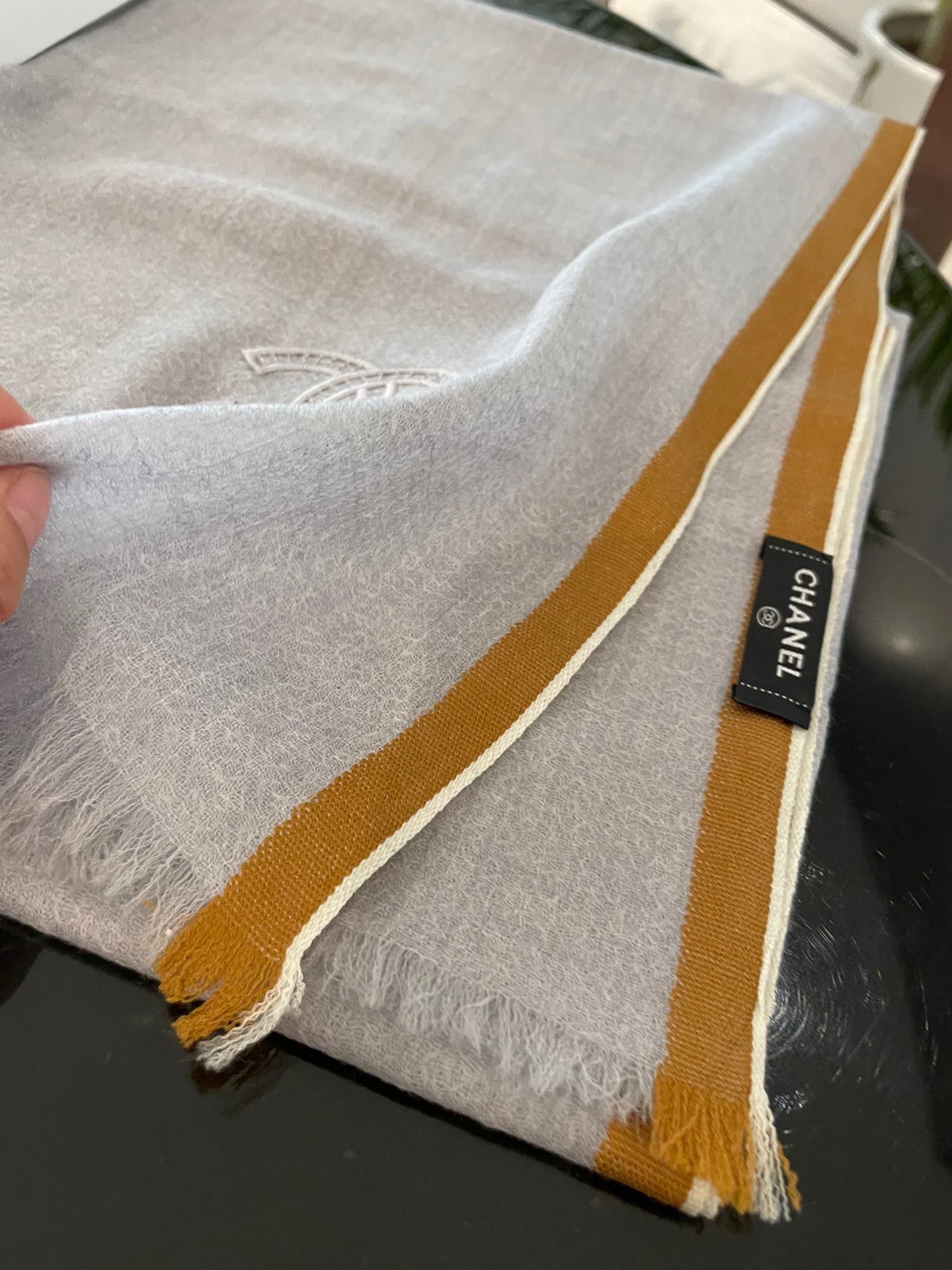 Однотонный шарф Chanel - 90-200 см - Кашемир Кашмир Хайленд - Серый