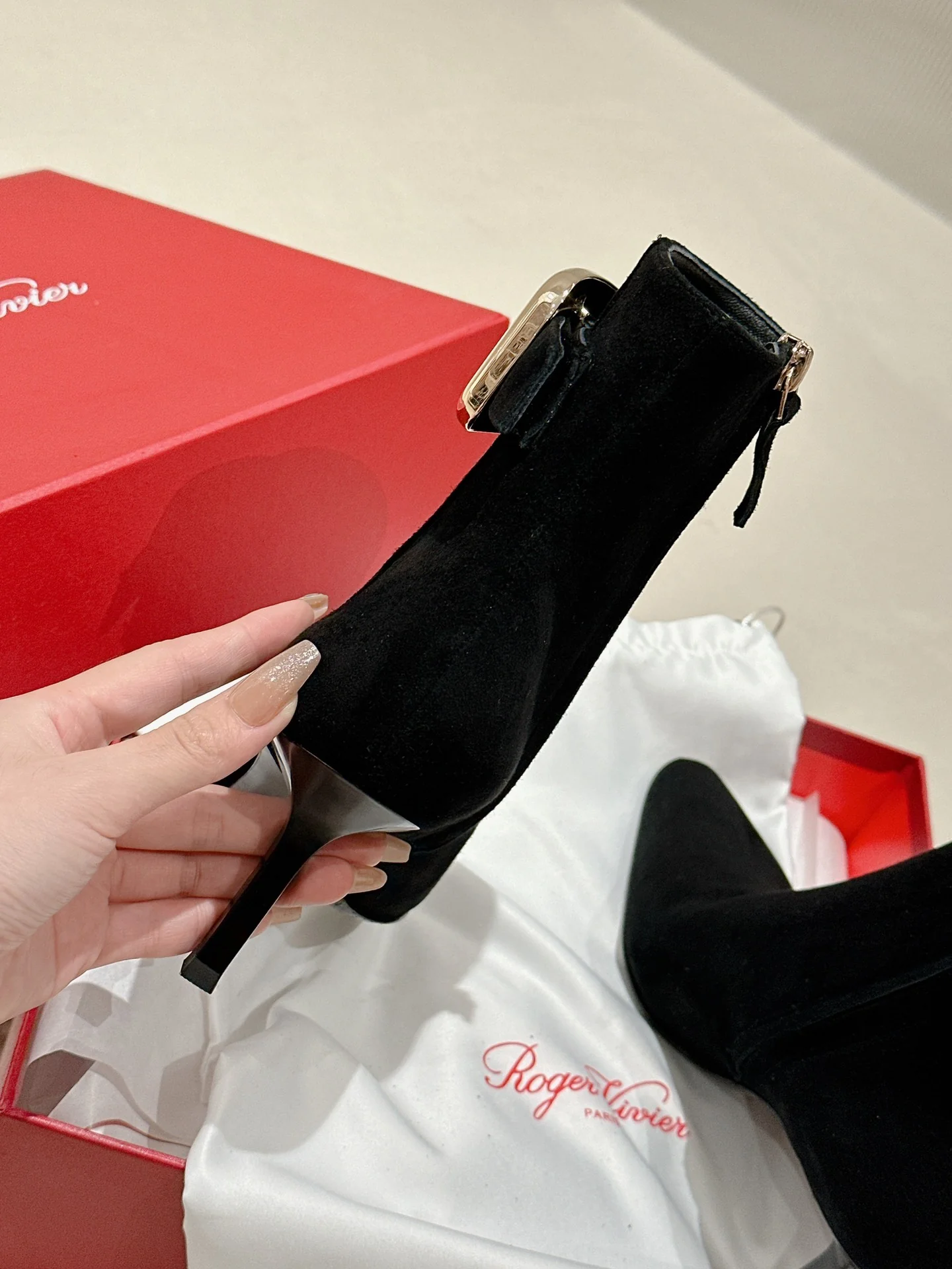 Туфли с квадратным носком и пряжкой - 2024 - Ботильоны на высоком каблуке - Черные