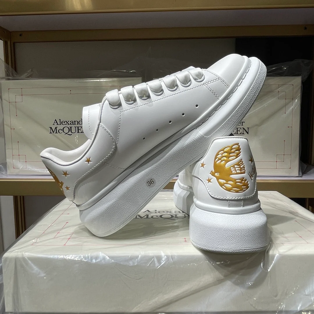 Классические белые кроссовки McQueen - унисекс - платиновый цвет 