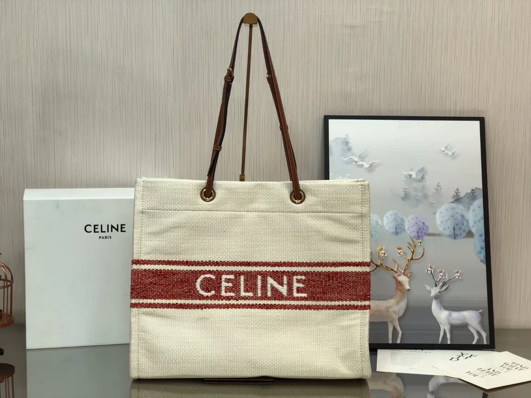 Квадратная сумка Celine Cabas Plein Soleil из ткани и кожи вагю - 1