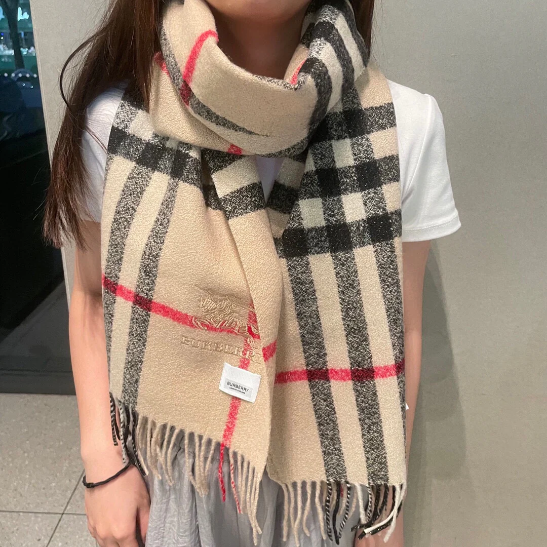 Классический клетчатый шарф Burberry 2024 - 30 - 190