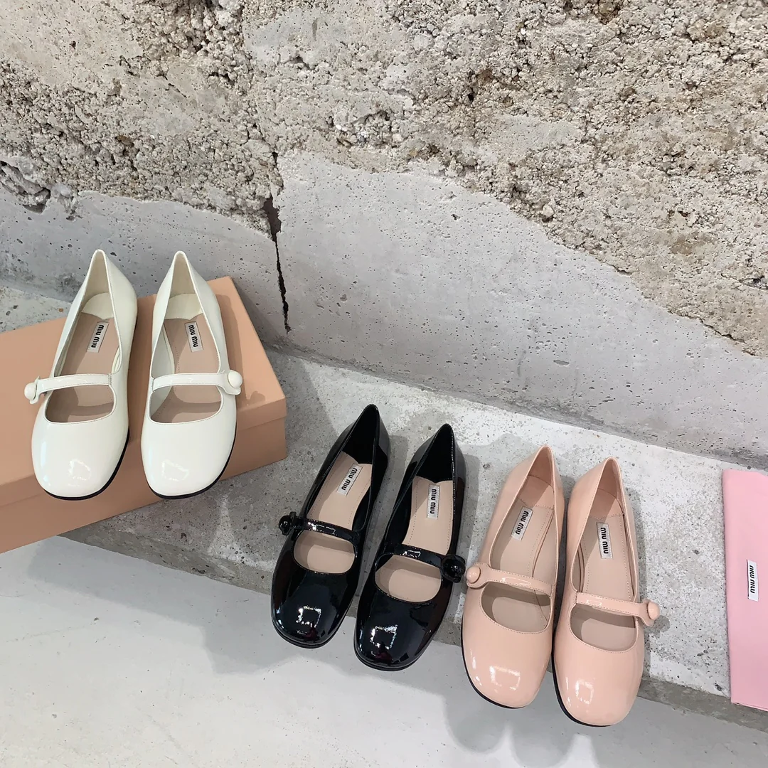 Туфли-балетки Miu Miu Mary Jane - розово-абрикосовые