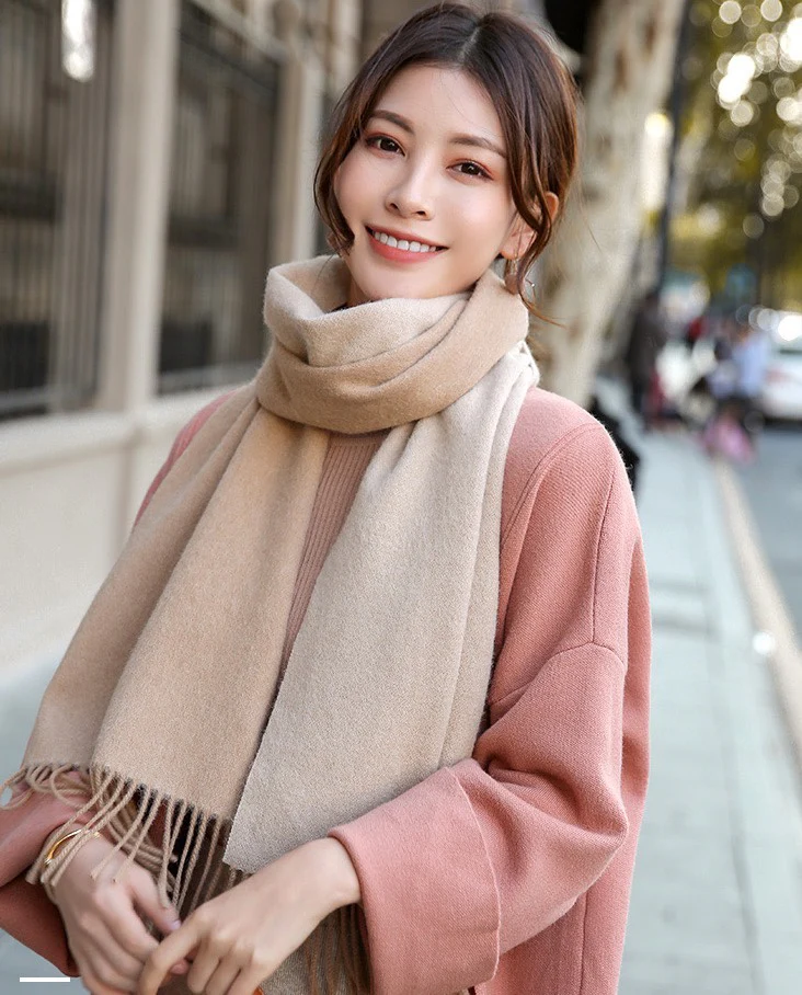 Двусторонний кашемировый шарф Hermes - 180-35 см