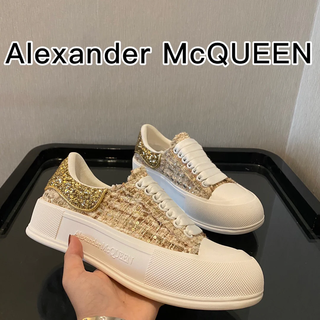 McQueen - Верх из шерсти - Подошва сзади - Кед - Золотой