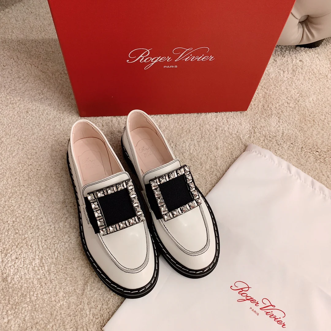 Обувь RV - 22ss - афро-прическа, украшенная стразами - белая