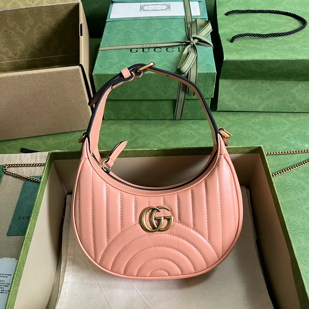 Сумка Gucci Marmont Embossed Half-Moon Bag - Sunset Orange